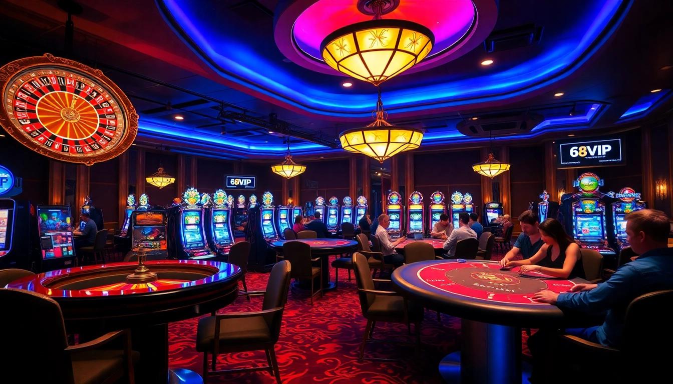 Experience the thrill of 68VIP with luxurious gaming tables and exciting slot machines.
