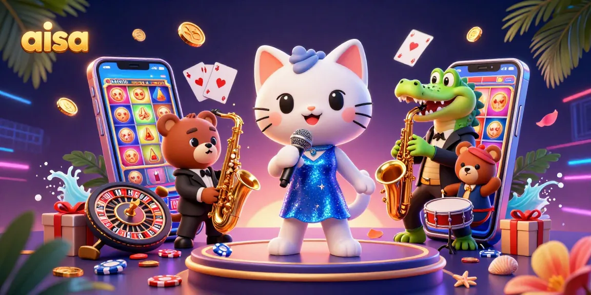 Play at aisa's colorful online casino with exciting slots, featuring vibrant characters and game elements.