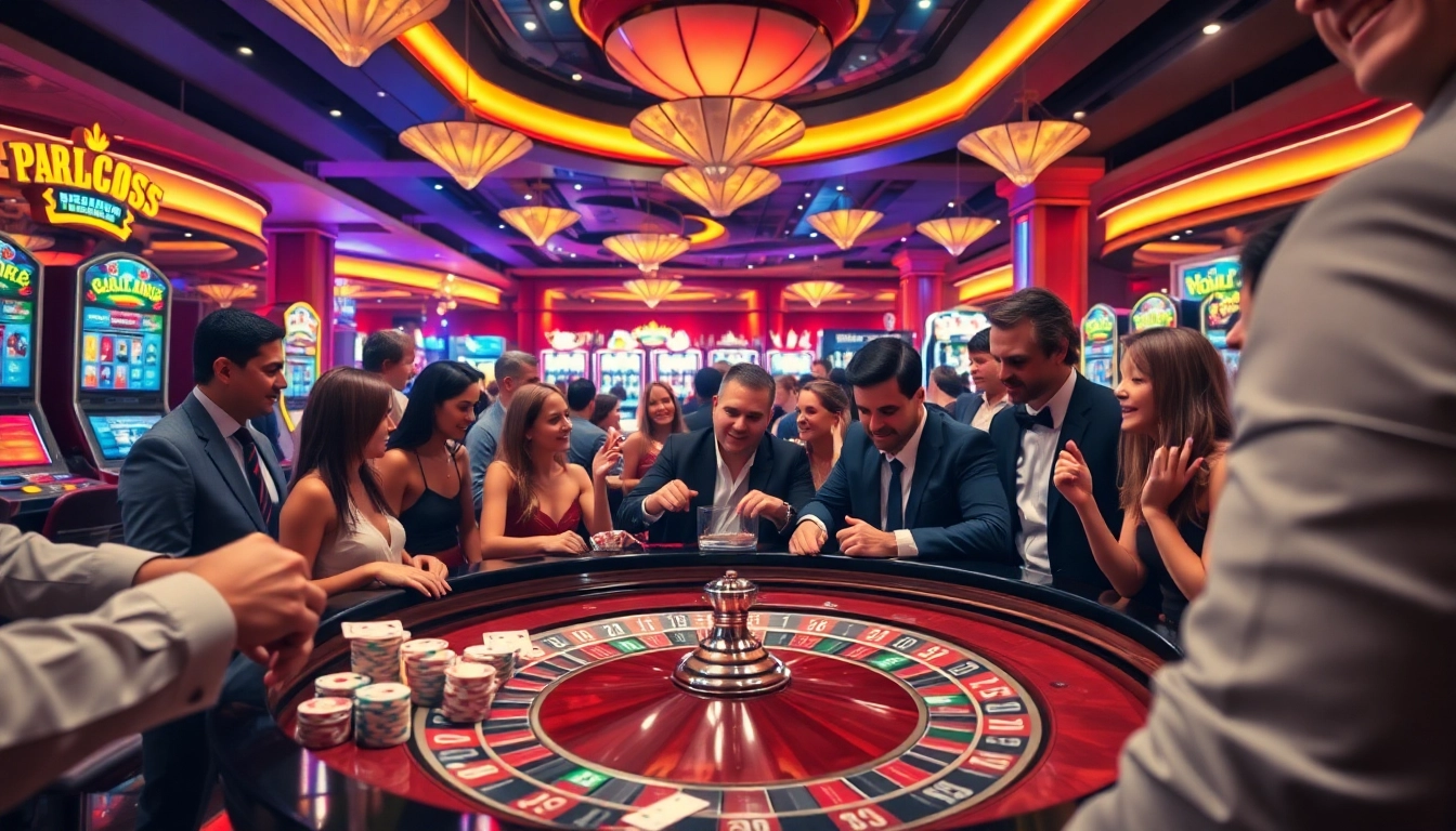 Experience the excitement of rr88 gratis at a vibrant casino roulette table full of players.