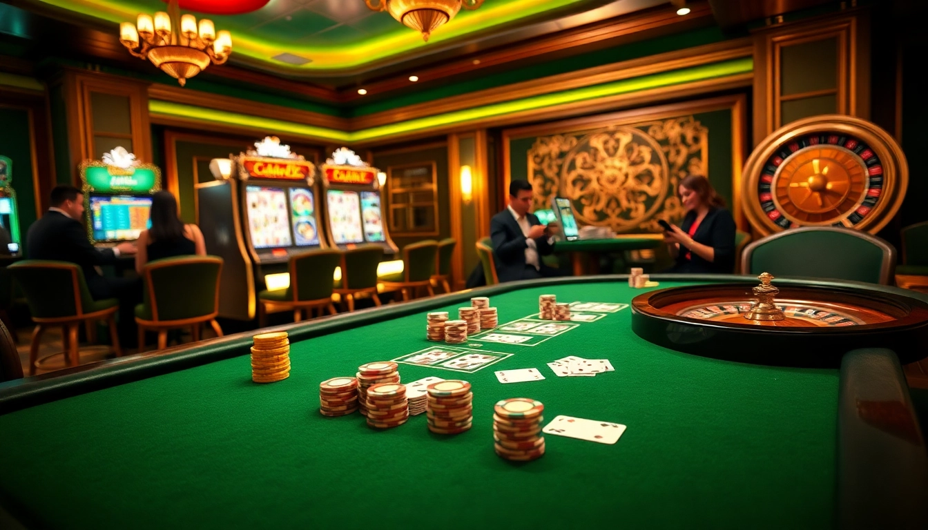Engaging players at a casino table with online gambling elements from https://xx88.day/, showcasing excitement.