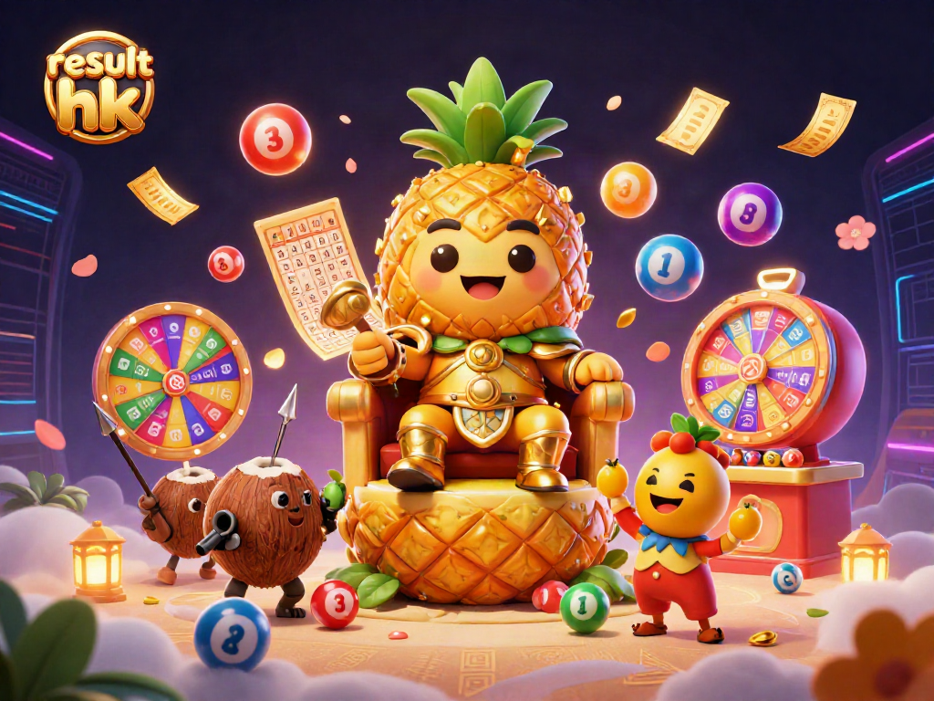 Engage in exciting lottery action with result hk in an animated beach casino scene filled with vibrant characters and elements.