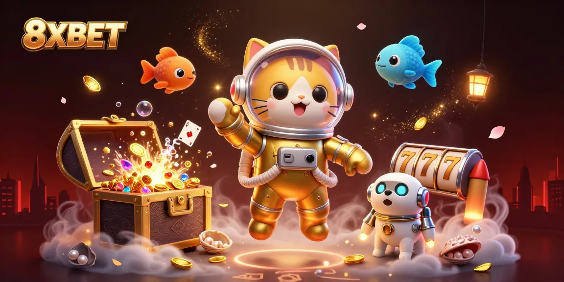 Engage with thrilling slots gameplay featuring 8XBET in an energetic 3D casino scene