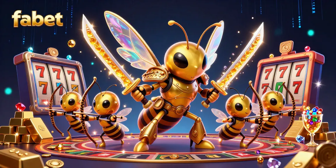 Join the fabet casino adventure with a dynamic illustration of a hornet warrior in action.