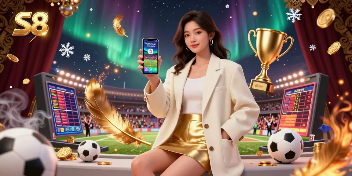Engage with S8 thrilling sports betting action spotlighting a stylish woman holding a betting app.
