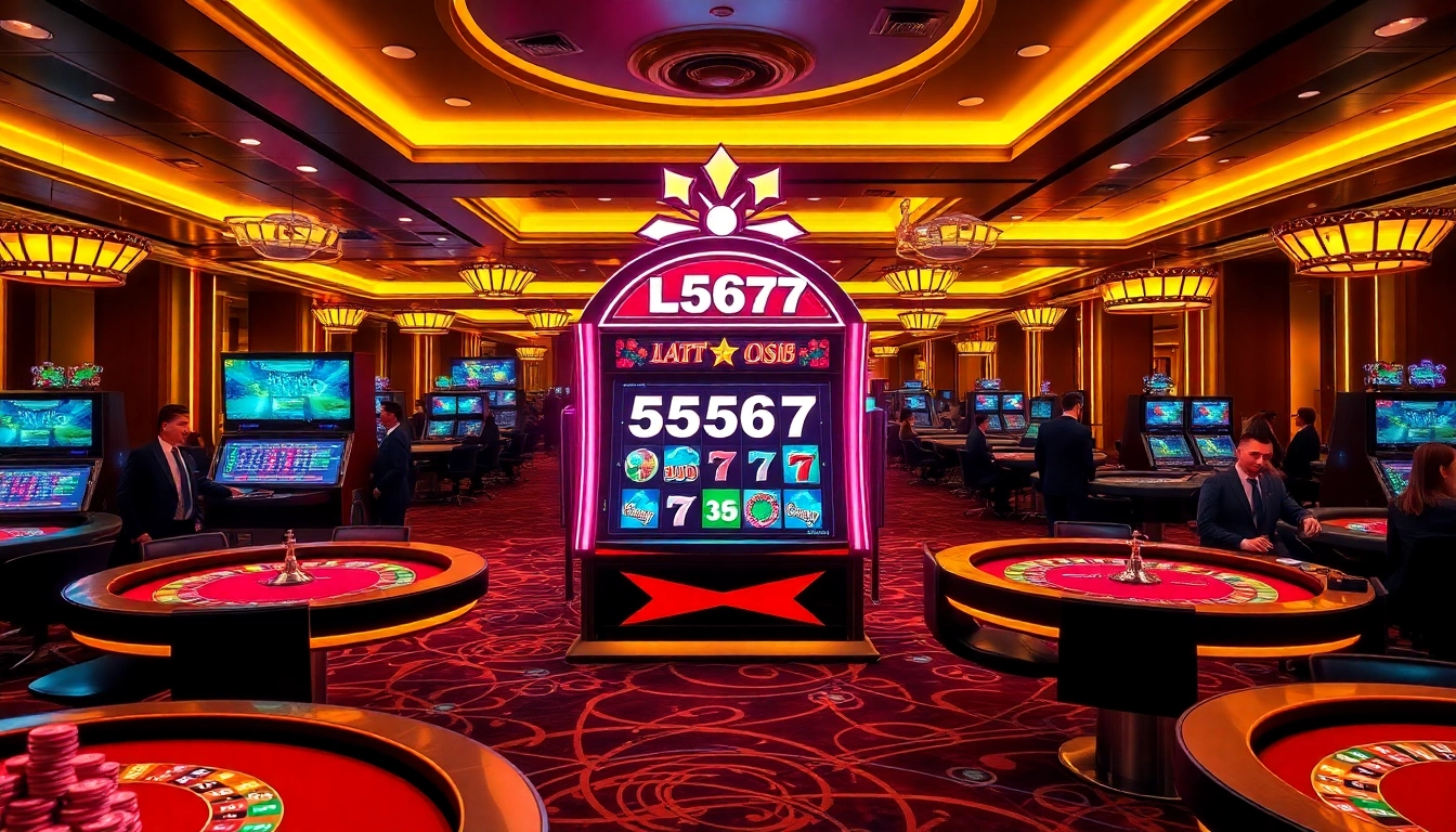 Spin the L567 slot machine in an exciting casino atmosphere full of vibrant colors.