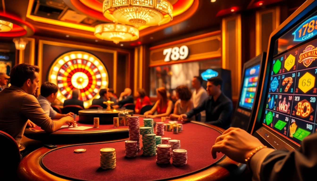 Gameplay at the 789 club featuring vibrant casino tables and engaging slot machines.